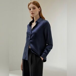 Lilysilk Navy Blue Silk Blouse